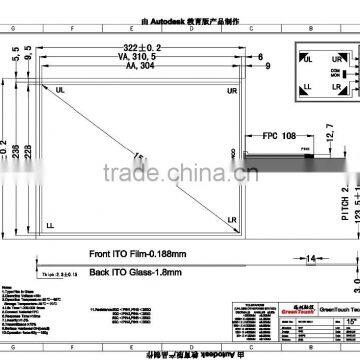 Can customized touch screen 15 inch 5 wire resistive touch screen with USB/RS232 interface