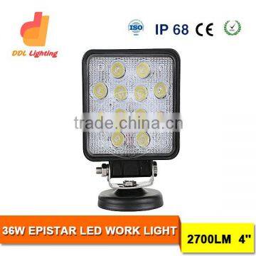 DDL lighting super bright square 36w led driving light, off road car work light led