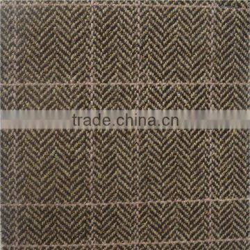 check design wool blend herringbone fabric brown wool/viscose/polyester