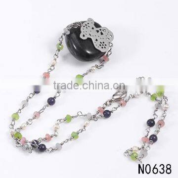 2016 latest beautiful colorful beads teddy bear fancy necklace for lady