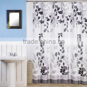 Leaf Design Printed Polyester Shower Curtain