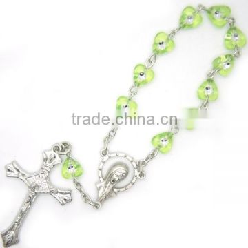 rosary,religious rosary, arcylic heart beaded rosary, religious necklaces with rhinestones