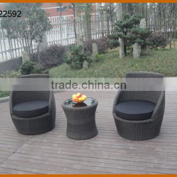 Outdoor 3Pcs Rattan Sofa Set Stacking Wicker Furniture