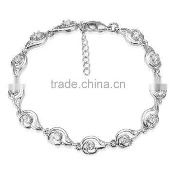 2016 Alibaba 18k white gold plated bracelet stud w/ pure precious cubic zirconia for party