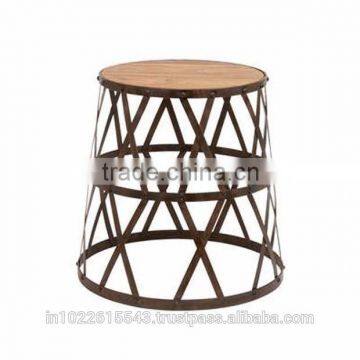 vintage Metal bar stool Metal wood Round side table