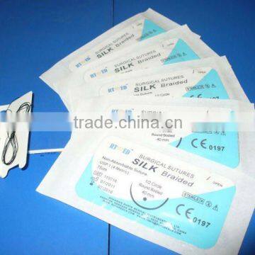 surgical silk suture with needle