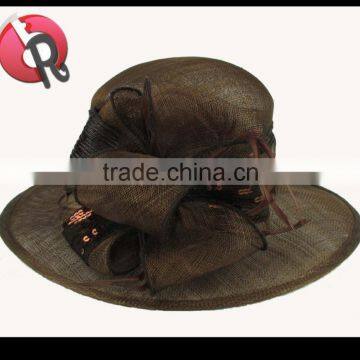 women brown sinamay church hats