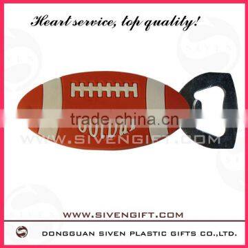 customized football shape colorful bottle opener with pvc for promotion use