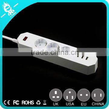 3 Outlet/Home Office Surge Protector 5 ft Cord With 3 Port Desktop USB Charging Station photo-2