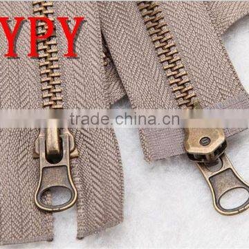 5# open end double slider brass metal zipper(back to back) with high quality