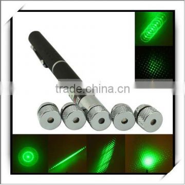 HOT! 5 in 1 5mw Green Laser Pointer Pen (Five Heads)