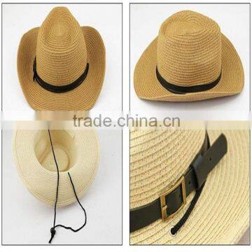 >>>>Men Summer Outdoor Beach Fishing Sun Cap Straw Collapsible Wide Brim Cowboy Hat photo-6