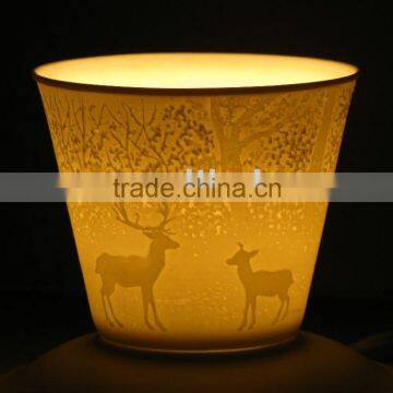 Porcelain reindeer candle holder-40203U