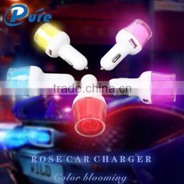 rose lighting car charger usb port 5v 2.1A car charger for universal cell phone