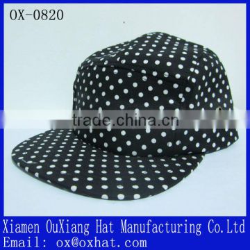 Fashion wholesale floral 100% cotton flat brim plain custom 5 panel cap hat and cap