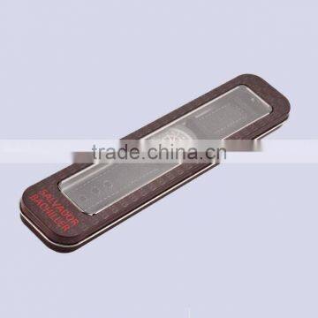 rectangular watch tin box with PVC window