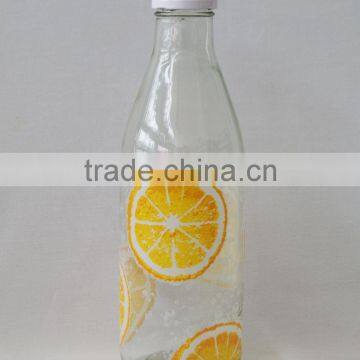 glass milk bottle with metal lid