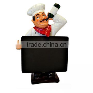 Fat French Chef Decor With Blackboard Menu Board Statue