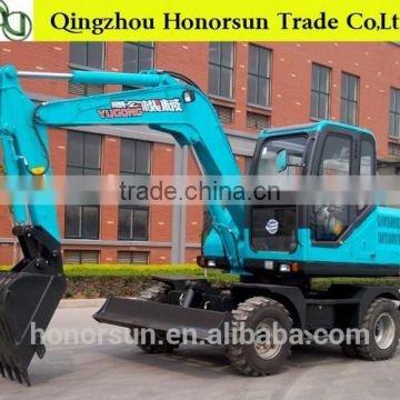 hydraulic excavating equipment 7.3t mini Wheel Excavator with many kinds of grab for sale