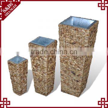 Novelty set of 3 large & tall water hyacinth woven cheap plant pots