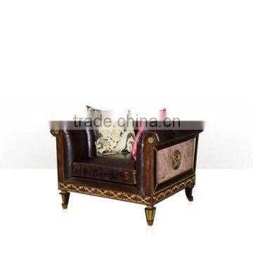 Vintage Royal Style Castle Sofa Luxury Button Tufted Leather Sofa Set Imperial Noble Wood Carved Living Room Sofa Set