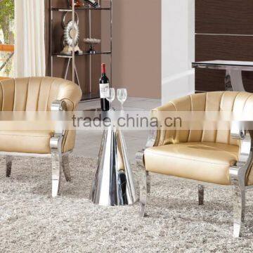 304 Stainless Steel Round Dining Table With Upholstered Side Chair, Metal Dining Room Furniture photo-6
