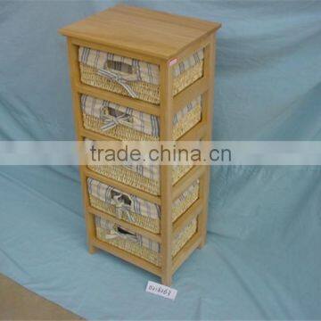 Multi-function Contracted and Contemporary Wooden Store Cabinet Wooden Cabinet With Wicker Drawers photo-6