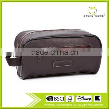 Store More Rectangle Shaving Brown Leather Customized Toiletry Bag photo-2