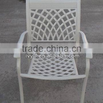 bistro chair aluminum/cast aluminum chair/aluminum stacking chair coffee shop dininig chairs white color lattice motif