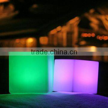 Light up square led cube chair stool with plastic shell