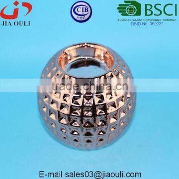 Copper/gold Electroplated Polished Christmas Ball Shape Ceramic Candlestick Holder photo-3
