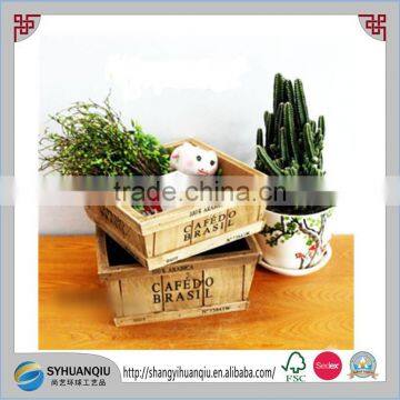 Zakka wooden storage box wood logs flower pot miscellaneously sundries box2pcs