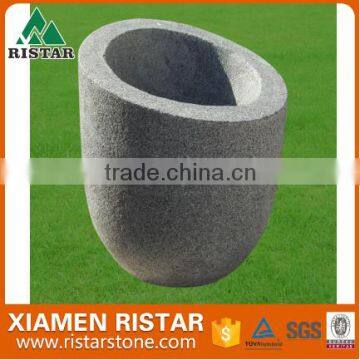 Outdoor gray granite stone flower pot for garden