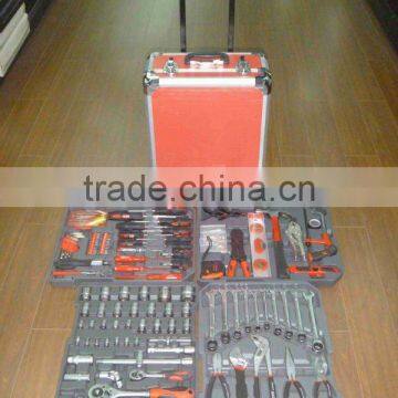 LE-BOW 187pcs hand tool set in red ABS aluninium trolley