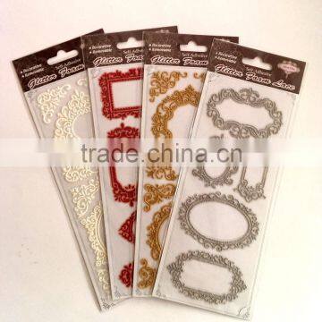 Decorative Glitter Frame Lace Foam Sticker, Classic Decorative Shinny Glitter Sticker