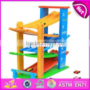 2017 New Design 5 Levels Children Funny Wooden Race Car Track Toy W04E050 photo-2