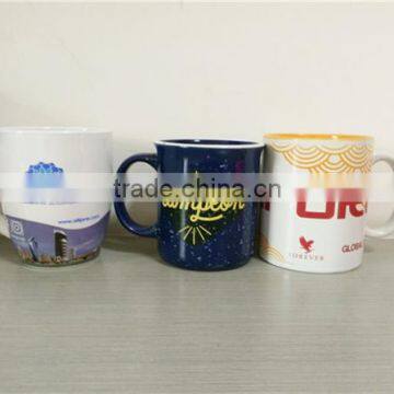 Assorted Colours Customized Logo Ceramic Coffee Mugs With C-handle photo-6