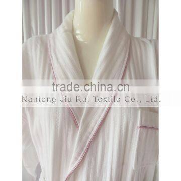 Tow Colors Hotels Unisex White Thick Absorbent Soft Cotton Robe Winter Long Sleeve Bathrobes Women Warm Stripe Waffle Bathrobes photo-3