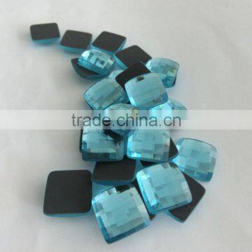 Aquamarine square shape flat back crystal stones for fancy jewelry decoration