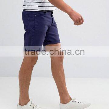 High Quality Cheapest New Design Custom Zip Fly Turn-up Hem 98% Cotton 2% Elastane Stretch Denim Men's Navy Casual Summer Shorts photo-2