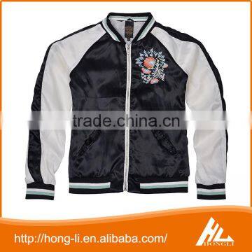 Custom made high quality windproof satin bomber jacket