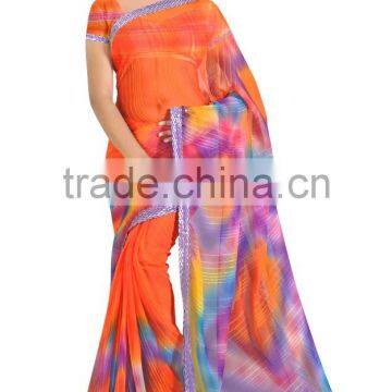 Spray Printed Designer Styles Saree With Lace Border photo-2