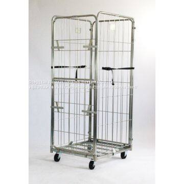 Wire Mesh Roll Container Warehouse Pallet Roll Cage With Wheels