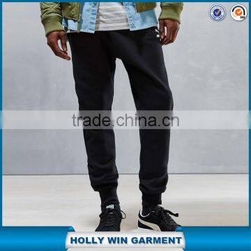Dark black soft wear slim cotton tri-runner sweatpants for men