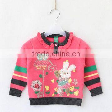 Print Pattern Knitted Kids Pullover Sweater Fashion Ruffle Neck Kids Pullover photo-3