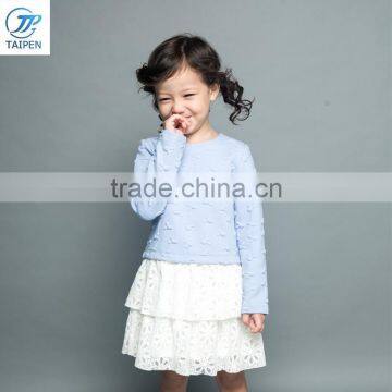 Wholesale Girls Long Sleeve Dress With Embossed Pattern Children Frock Designs For Girl