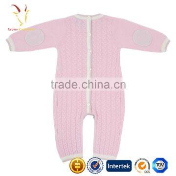 Baby Girl Winter Romper,Cashmere Cable Knit Romper With Elbow Patch photo-2