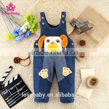 Children Sling Denim Trousers Cartoon Vest Baby Pants Fit 1-2-3T baby Unisex