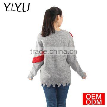 Custom Tassel Edges Color Block V-neck High School Uniform Sweater photo-3