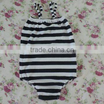 Hottest Selling Infant Custom Swimwear Black and White Stripes Gallus Cotton Backless Swimwear Fresh Swimwear Top Popular Summer photo-3